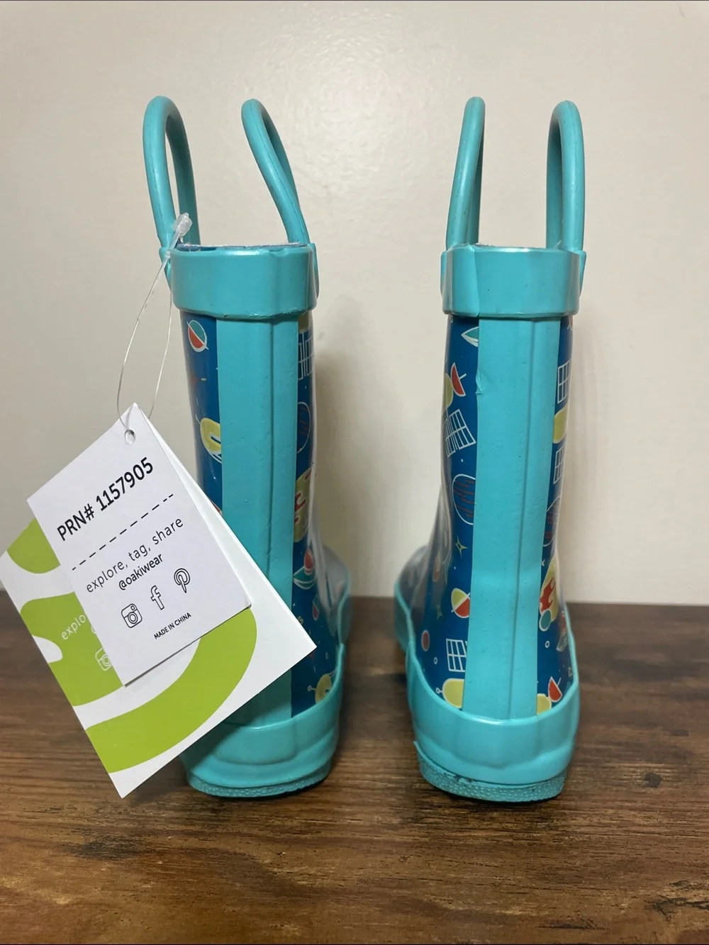 OAK Kids' Space Adventure Navy & Teal Rain Boots